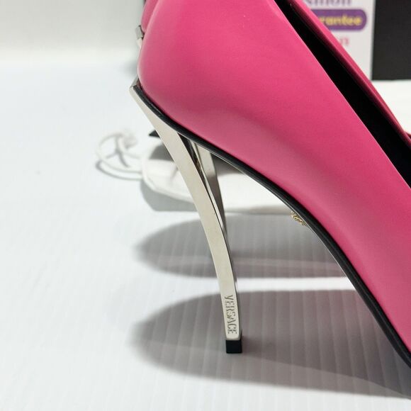 Versace Pin Point Size 38/ US 8 Leather Pointed Toe Pump Heels Pink NWT $1,325 - Picture 10 of 13